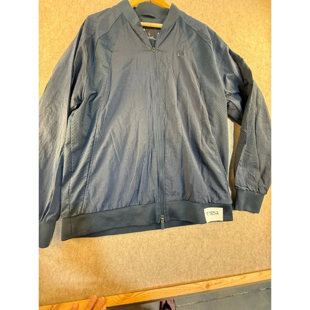 Jordan Wings Windbreaker Jacket Mens Large Navy Blue Full Zip Perforated T1852